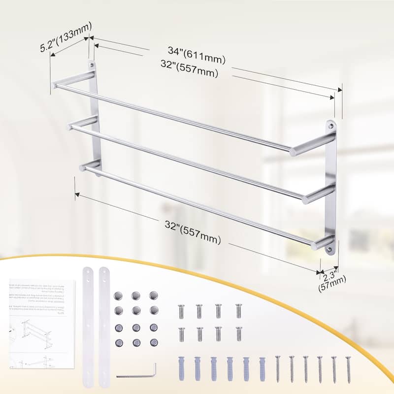 WOWOW Modern 3-Tier Wall Mounted Towel Rack
