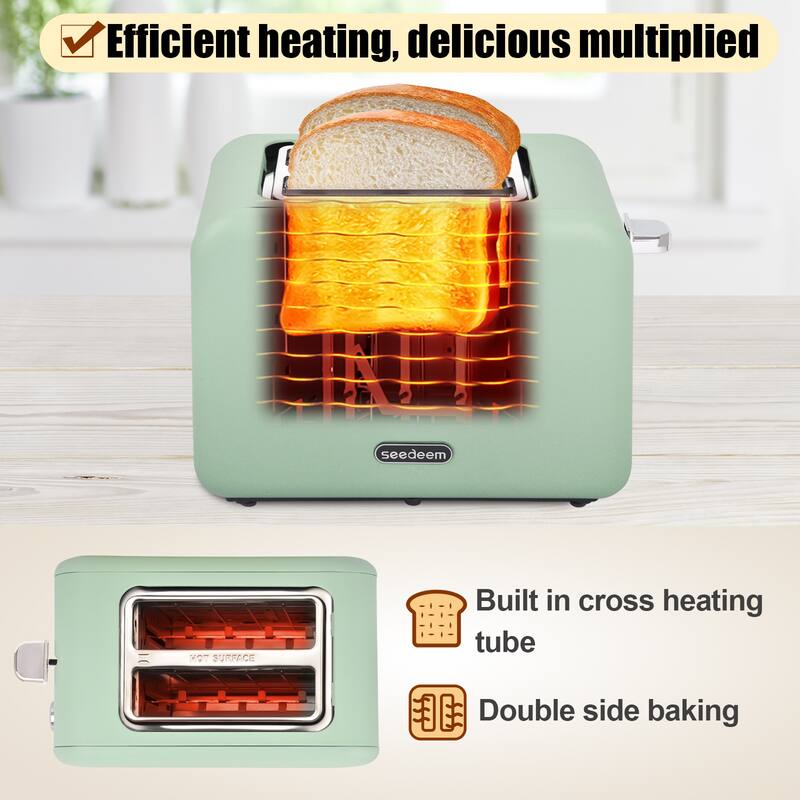 SEEDEEM Toaster 2 Slice, Stainless Steel Toaster with LCD Display