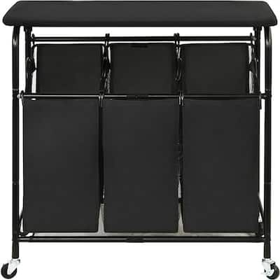 Laundry Sorter Hamper with Wheels 3 Sections with Ironing Board - ‎31.5 x 15.7 x 33 inches