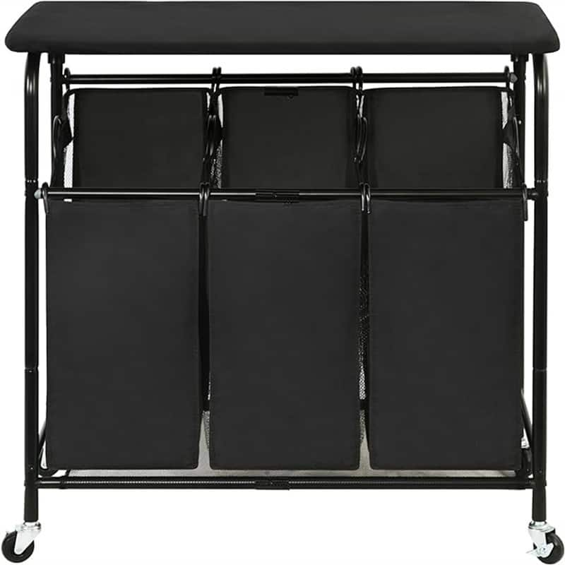 Laundry Sorter Hamper with Wheels 3 Sections with Ironing Board - ‎31.5 x 15.7 x 33 inches