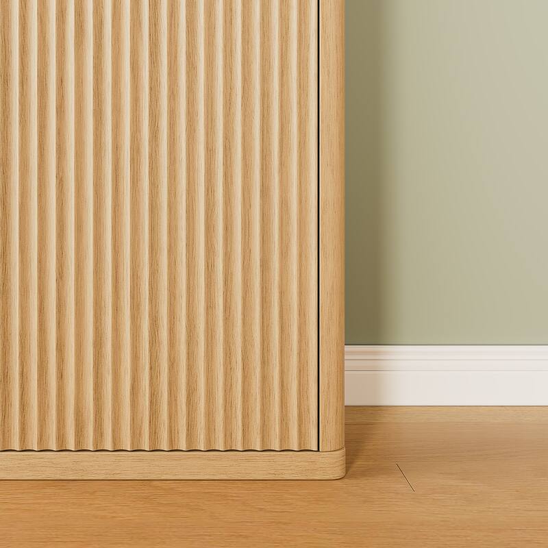 72" Tall Kitchen Pantry Modern Fluted Wood Storage Cabinet with Doors,6 Door Shelves, Organizer, Versatile Cupboard