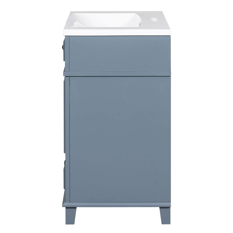30-Inch Blue Modern Bathroom Vanity with Resin Sink, Soft-Close Doors & Multi-Purpose Storage Cabinet