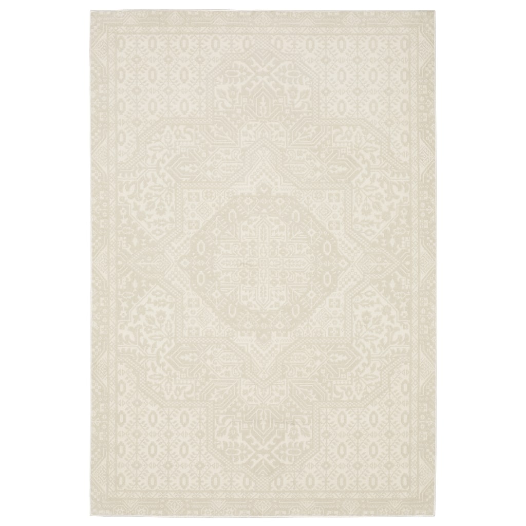 Style Haven Ripley Tone-on-Tone Medallion Ivory Mixed Pile Area Rug