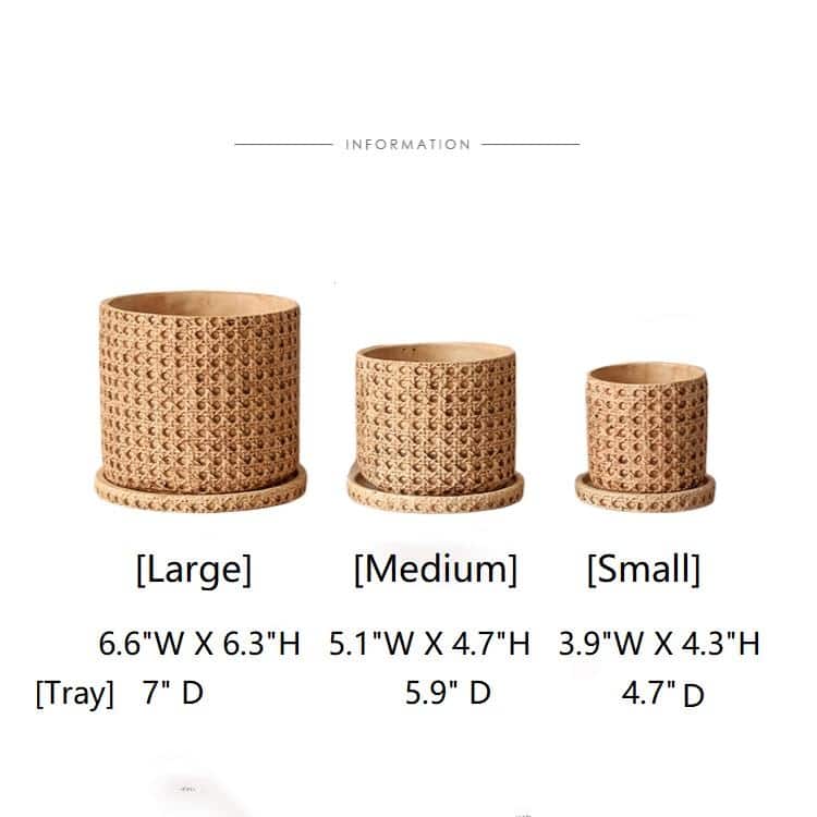 RusticReach Faux Woven Grid Cement Pot - Beige