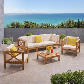 Brava Outdoor Acacia Wood 6-piece Chat Set by Christopher Knight Home