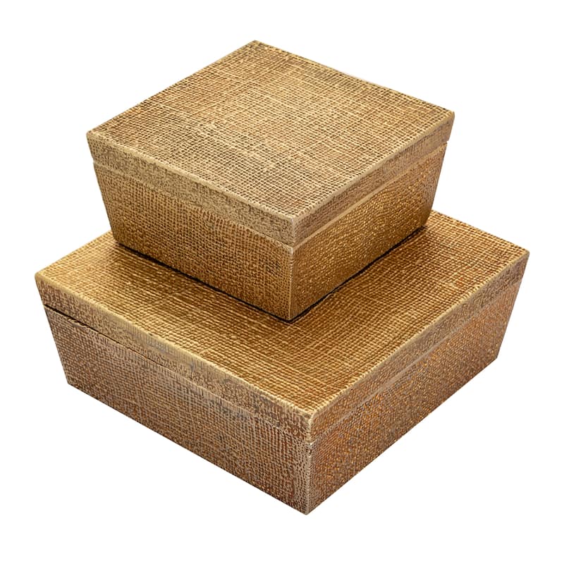 Atlas Linen Texture Square Aluminum Box