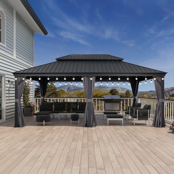 PURPLE LEAF Outdoor Galvanized Steel Hardtop Gazebo