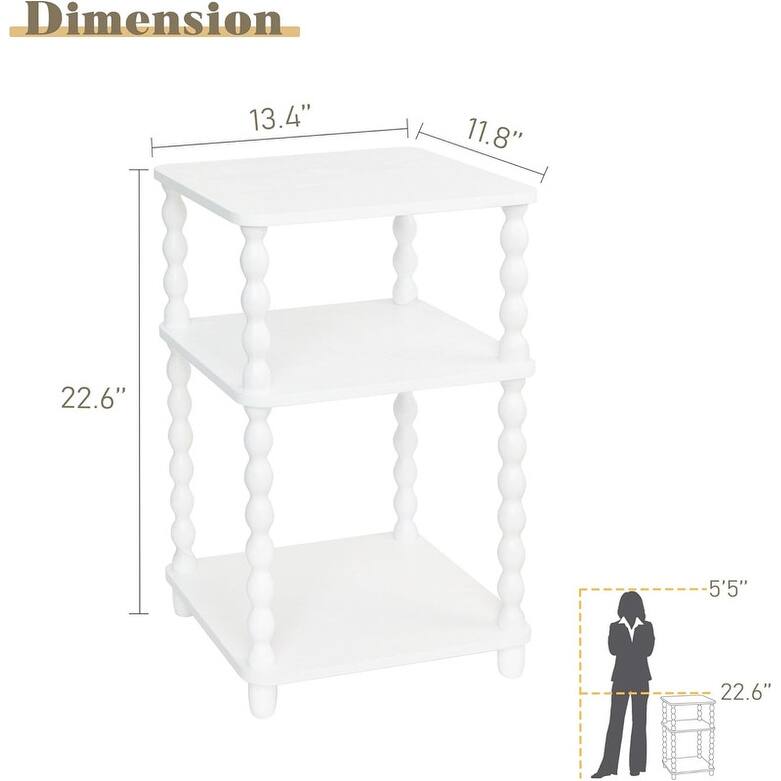Small End Table with Storage Shelf Vintage Nightstand Bedside Table