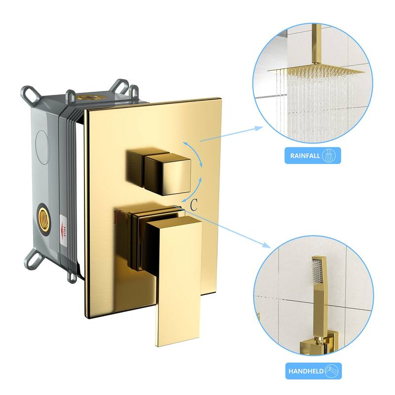 Topcraft 10-inch Ceiling Mount Square Shower System with Rough-in Valve - 10*10