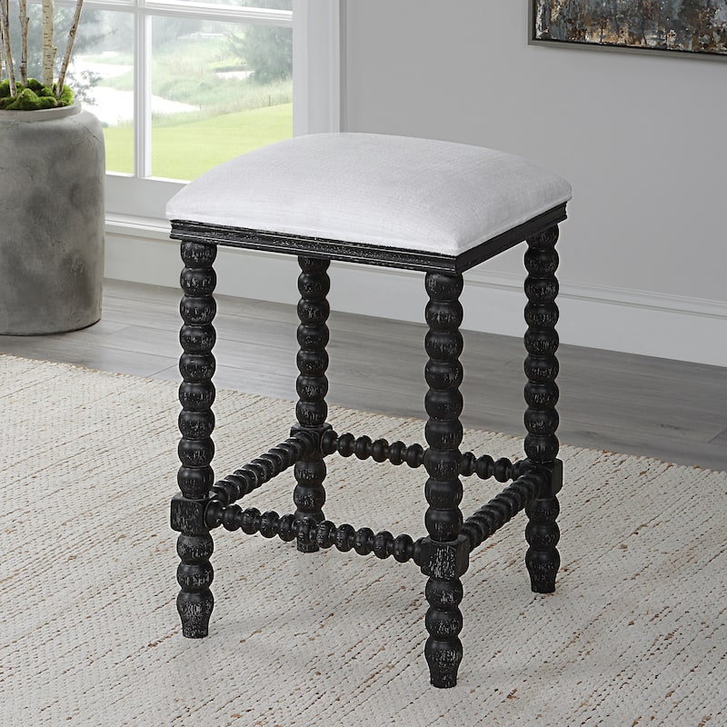 Uttermost Pryce Black Backless Counter Stool - 15"W x 25.5"H x 15"D