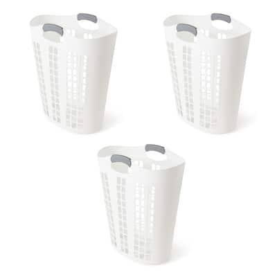 Gracious Living Easy Carry Flex 87 L Plastic Laundry Hamper, White (3 Pack) - 3 Pack