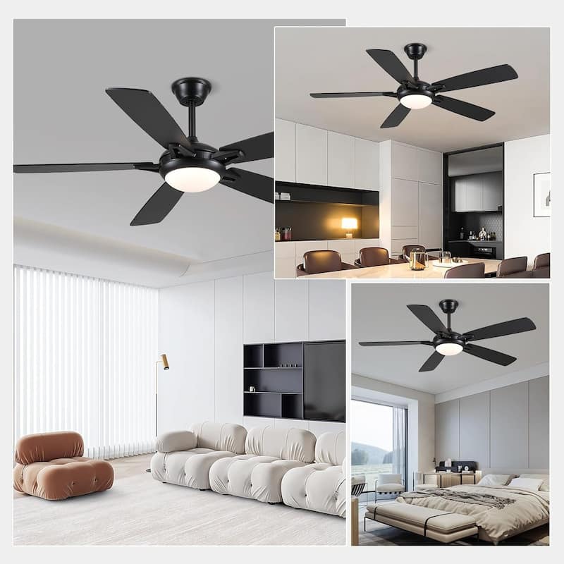 46“/52” Inch Modern Ceiling Fan with LED and Remote,5 Plywood Blades,Remote and APP Control
