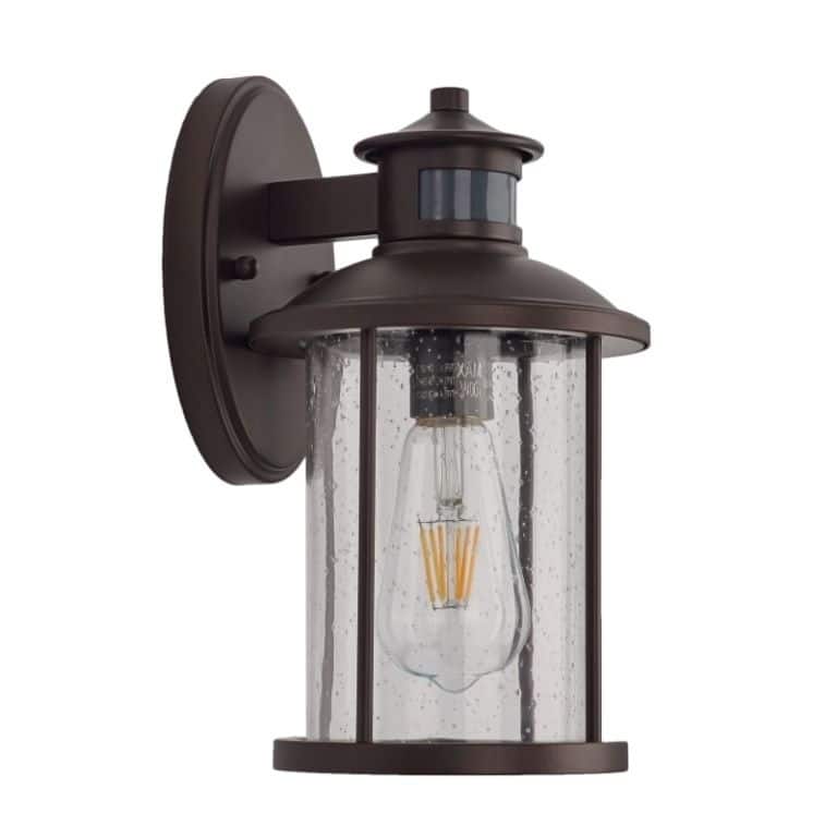 Savitar 11.5"H Motion Sensor Outdoor Wall Light with Seeded Glass