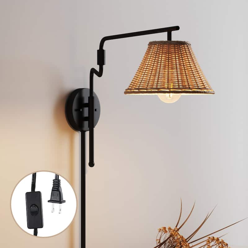 Kai Wall Mounted Plugin Bedside Reading Lamp with Empire Shade