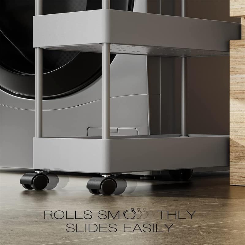 Slim Storage Cart with Wheels 4 Tier Bathroom Storage Organizer Rolling Utility Cart - 15.7"D x 7.1"W x 35.9"H