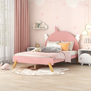 Magical Unicorn Full-Size Bed with Pink Headboard and Sturdy Pine Frame