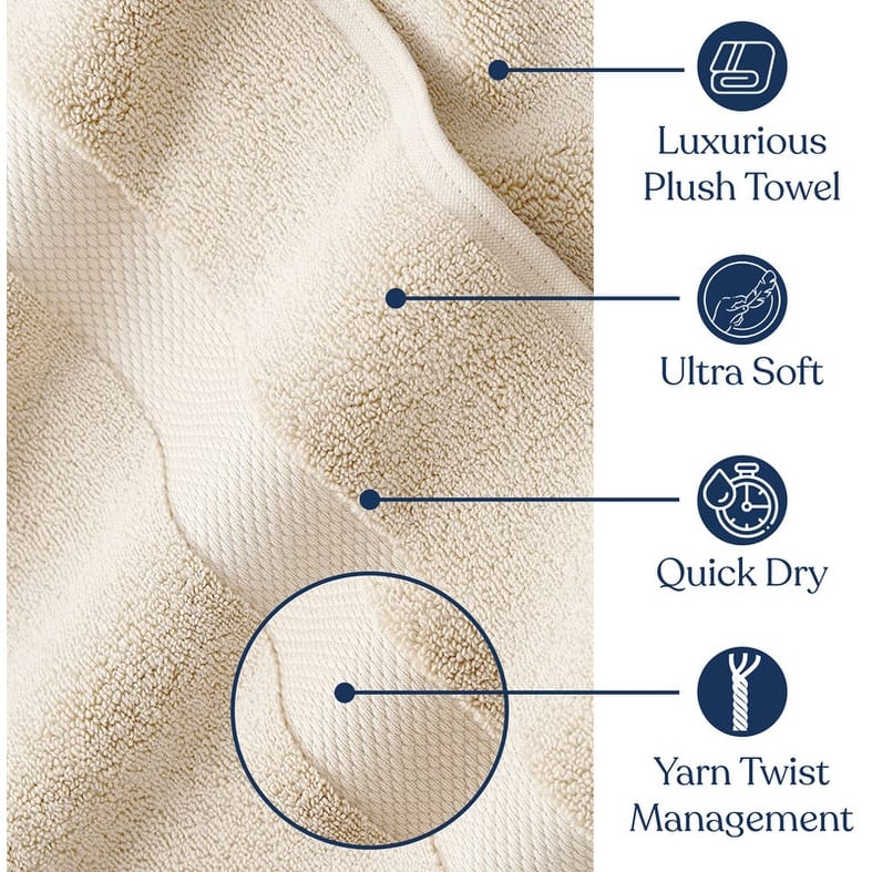 Delara Organic Cotton Luxuriously Plush Hand Towel Pack of 2 | GOTS & OEKO-TEX Certified | 650 GSM Long Staple