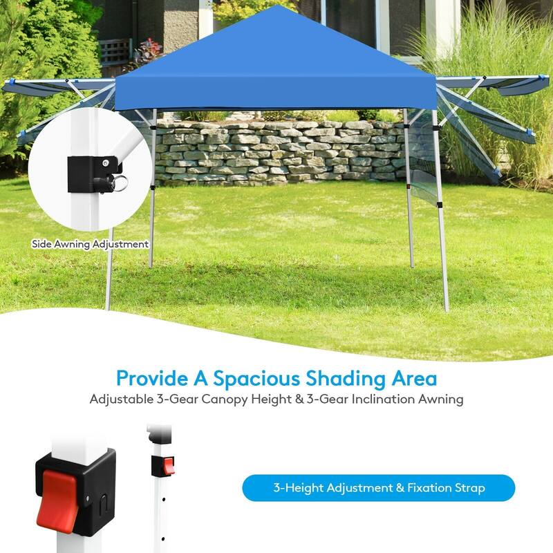 17 x 10 Feet Foldable Pop Up Canopy with Adjustable Dual Awnings - 17' x 10' x 10' (L x W x H)