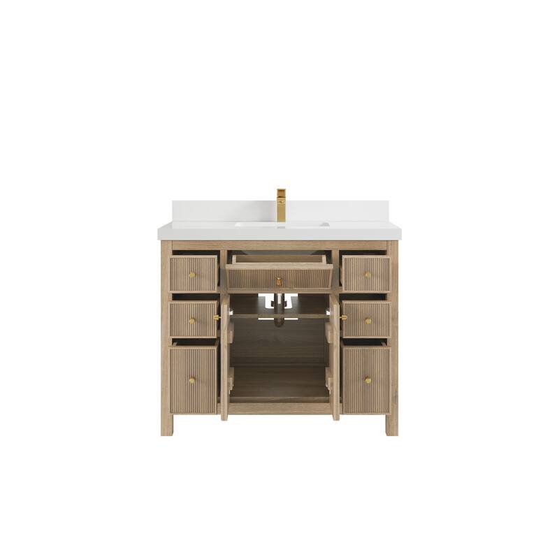 Willow Collections 42 in. W x 22 in. D Sonoma Teak Single Sink Bathroom Vanity with Countertop