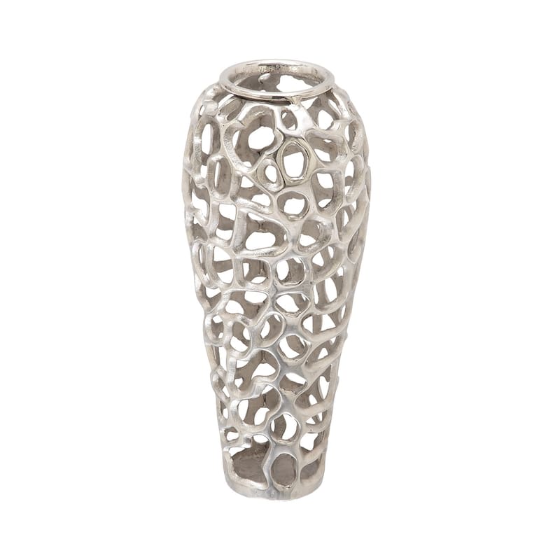 Gold Aluminum Metal Cutout Coral Decorative Vase