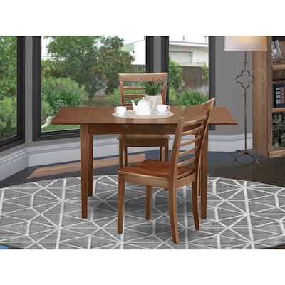 Classic 3-Piece Dining Set - Rectangle Table with Leaf & 2 Chairs - Mahogany Finish