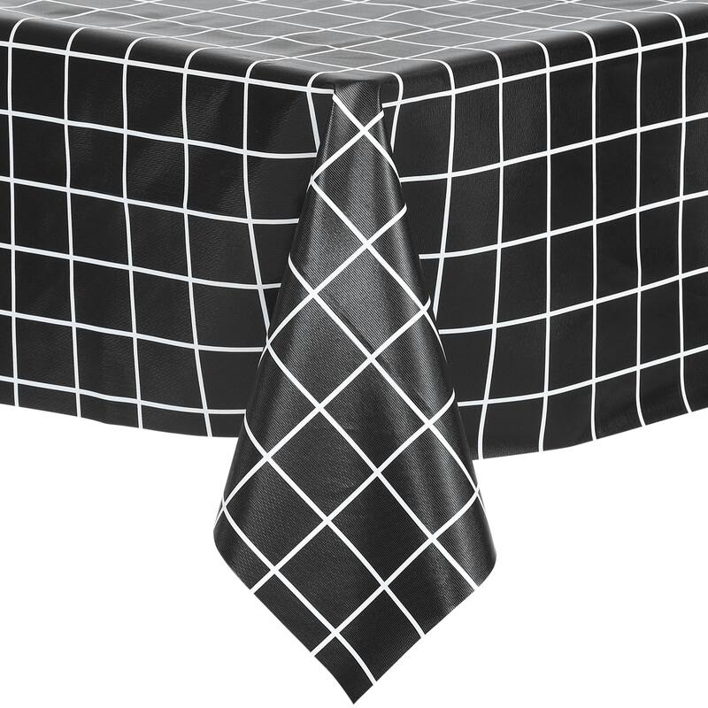 1 Pack Rectangle Tablecloth, Wrinkle Resistant Waterproof PVC Table Cover - Black - 55x55inch
