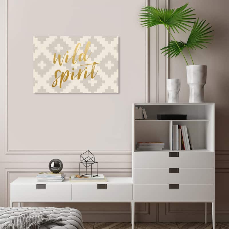 Wynwood Studio Canvas Typography and Quotes Wild Spirit Gold and Metallic Gold Modern & Contemporary Wall Art Canvas Print - 16 x 24