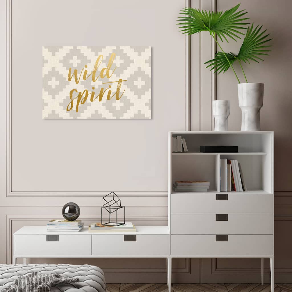 Wynwood Studio Canvas Typography and Quotes Wild Spirit Gold and Metallic Gold Modern & Contemporary Wall Art Canvas Print