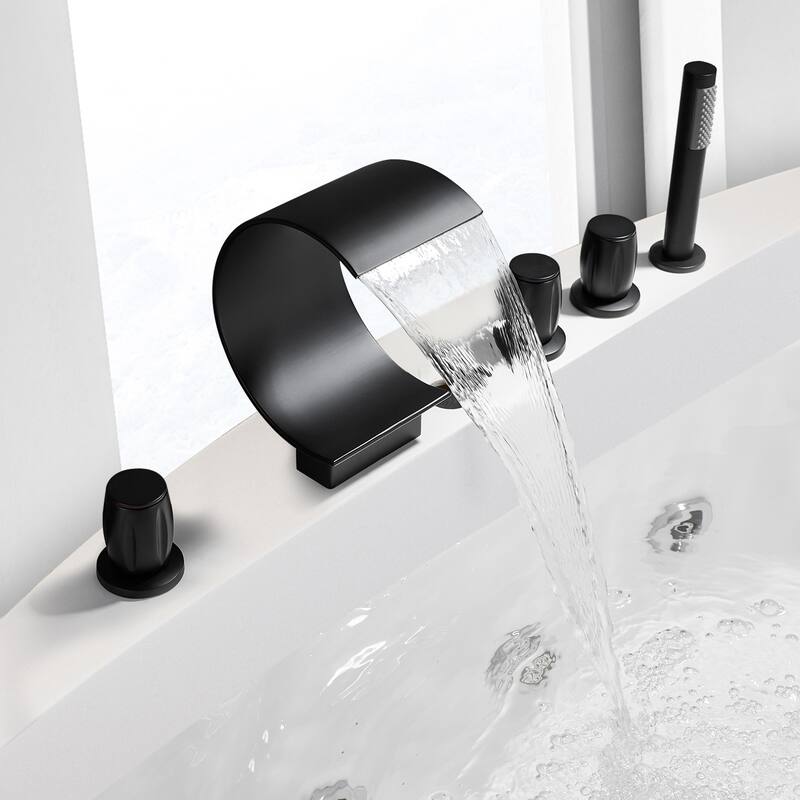 Altair Recea Triple Handle Deck-Mount Roman Tub Faucet with Diverter and Handshower