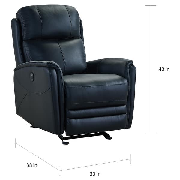 Wolfe Contemporary Top Grain Leather Power Recliner Chair with USB On