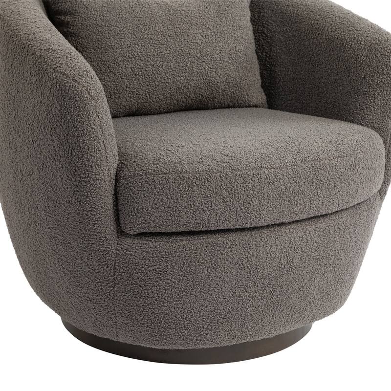 Upholstered Swivel Barrel Armchair with Storage and Metal Base