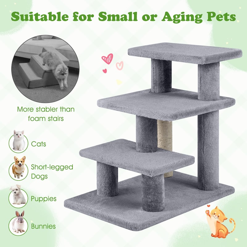 Gymax 2-in-1 Cat Tree Tower Pet Steps w/ Scratching Posts Hanging Toy