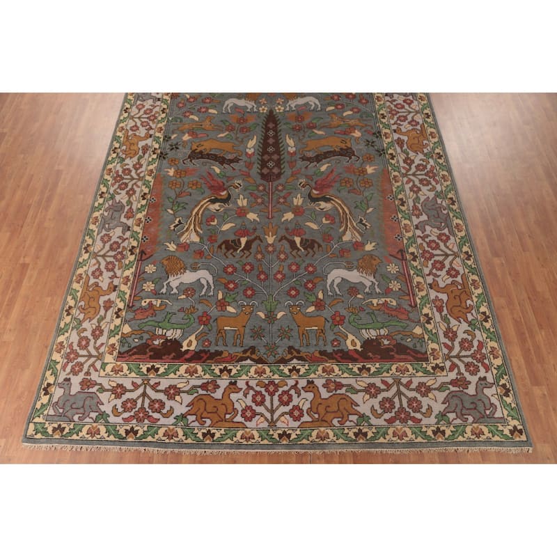 Animal Pictorial Ziegler Area Rug Hand-Knotted Oriental Wool Carpet - 10'0"x 13'9"