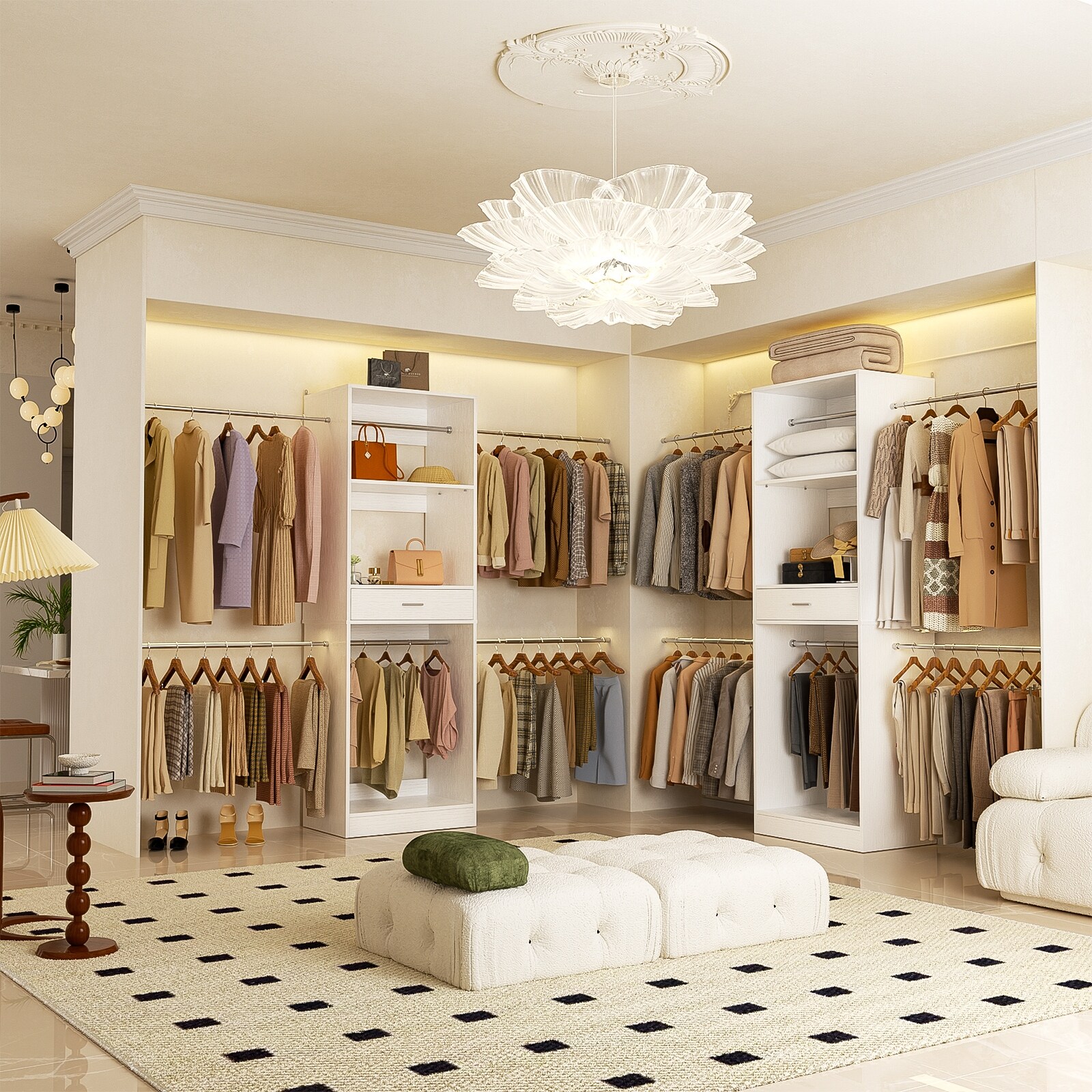 Rackcog 96'' Closet System with 6 Hanging Rods, Adjustable Closet