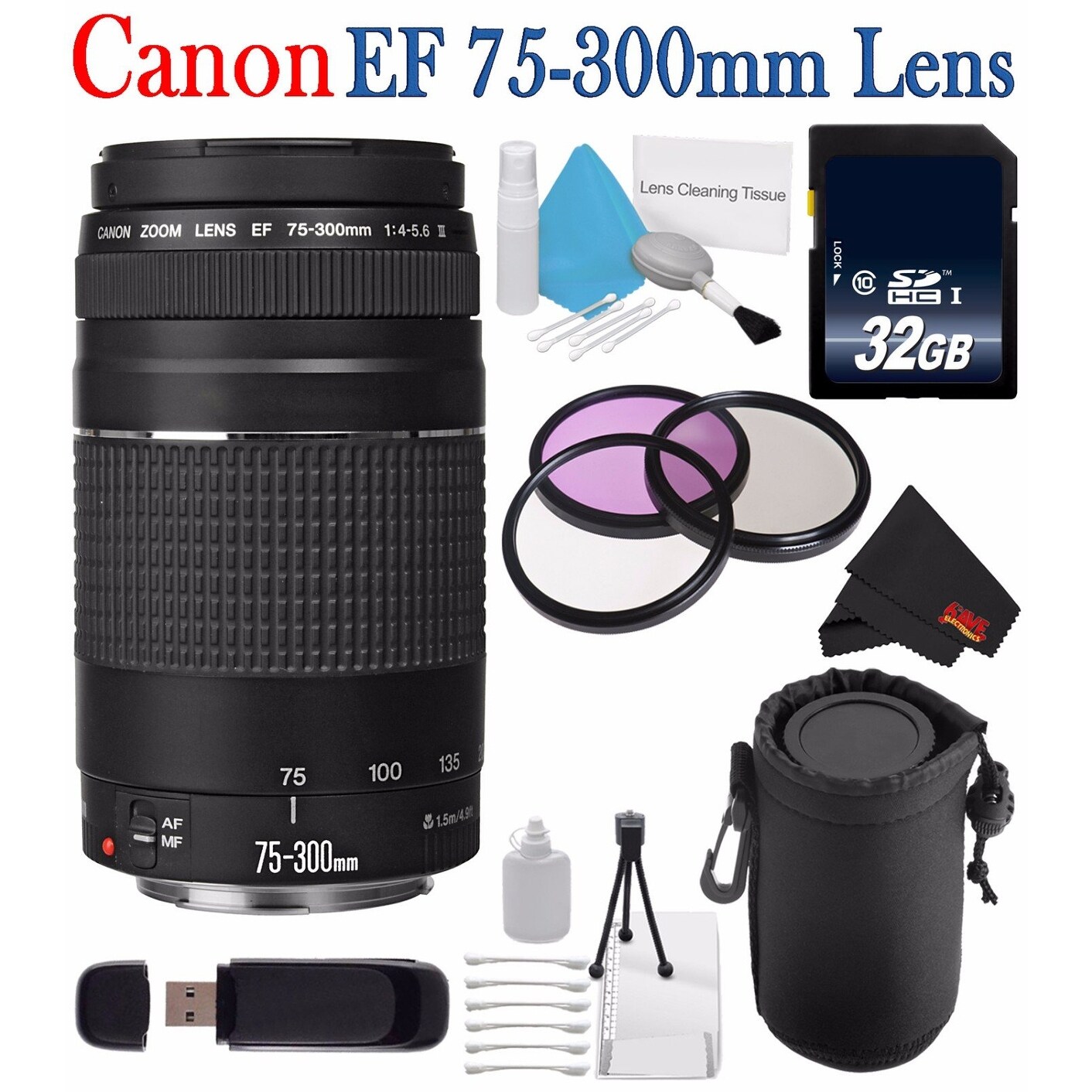 Canon EF 75-300mm f/4-5.6 III Lens Deluxe Bundle