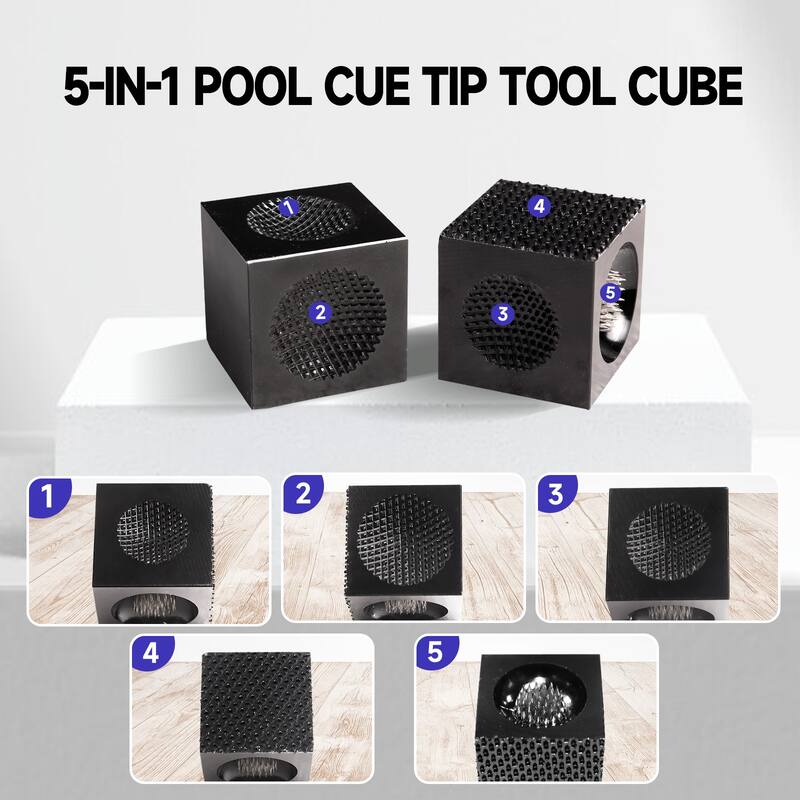 GSE™ 5-in-1 Billiard Pool Cue Tip Tool Scuffer/Shaper/Aerator Tip Pick Cube Accessory
