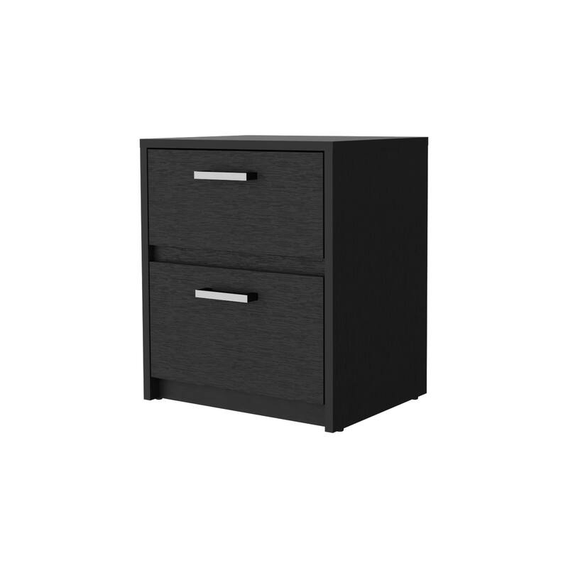 Modern 2-Drawer Nightstand with Metal Handles