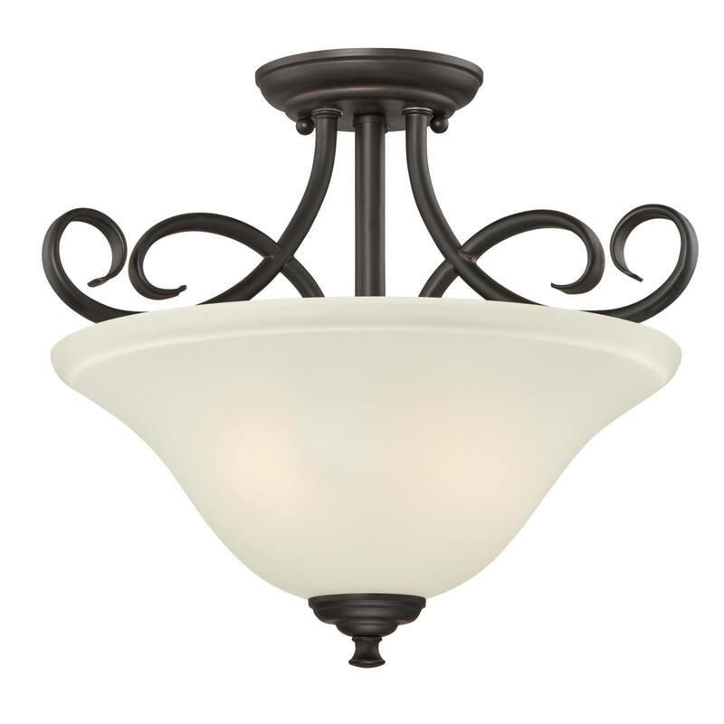 Westinghouse Lighting Dunmore 15-Inch, Two-Light Indoor Semi-Flush Mount Ceiling Fixture - Oil Rubbed Bronze