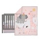 preview thumbnail 2 of 8, Lambs & Ivy Jazzy Jungle 3-Piece Safari Animals Pink Baby Crib Bedding Set