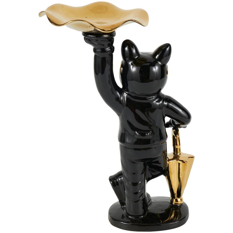 Black or White Ceramic Bulldog Sculpture with Gold Accents