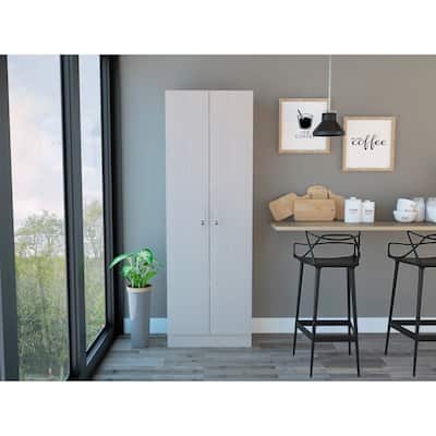 Multi-Storage Single-Door Pantry Cabinet with 5 Internal Shelves, Dark Brown - N/A