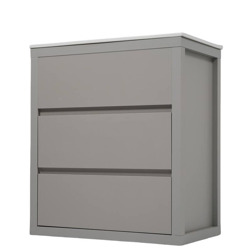 30"Bathroom Vanity with Ceramic Sink and 2 Drawers, Freestanding Vanity with Smooth Drawer Slides & Waterproof Finish - Grey