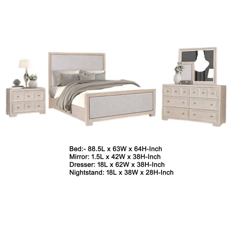 Kizie 5pc Queen Bedroom Set with 2 XL Nightstands, Tawny Brown, Gray