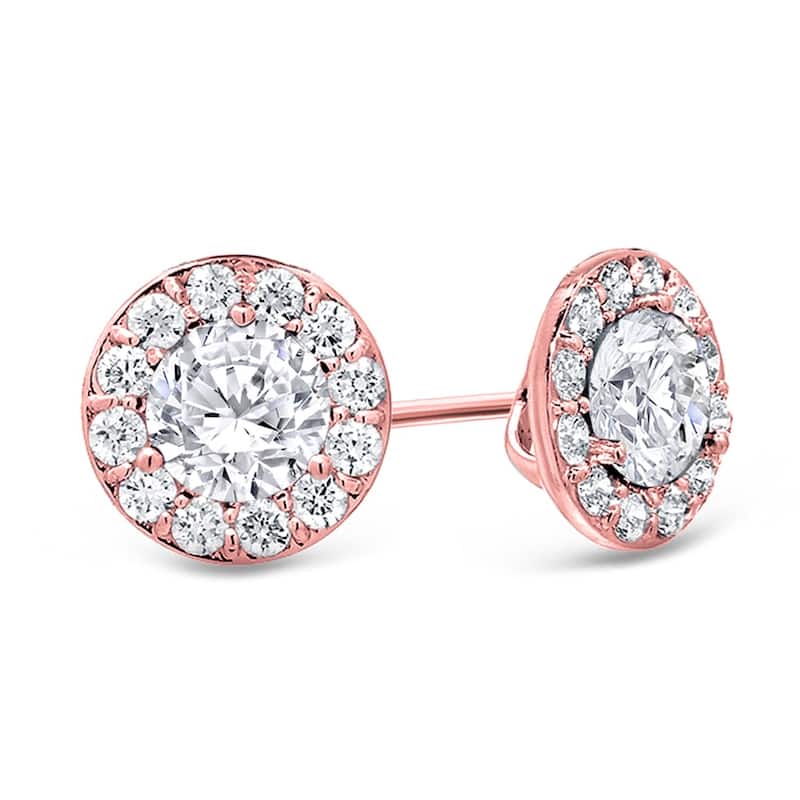 Auriya 14k Gold 2ctw Round Halo Diamond Stud Earrings (H-I, SI1-SI2) - Rose