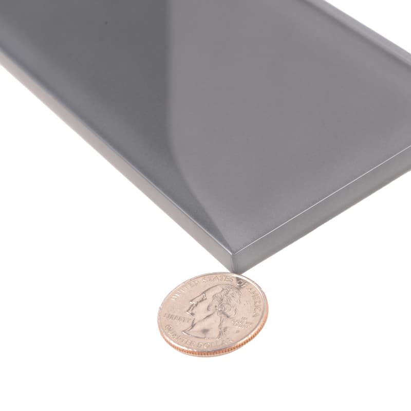 Apollo tile 3" x 6" Colorway Glossy Coin Gray Glass Tile (5 sq ft/case) - 40 Pack