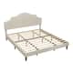 Modern Simple Queen Size Bed Frame Upholstered Platform Bed with Adjustable Headboard & Linen Fabric Padded