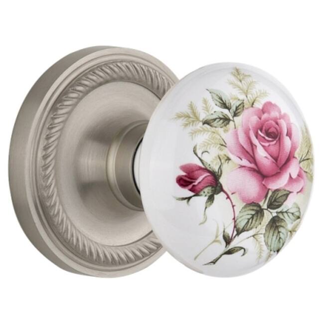 Nostalgic Warehouse Rose Porcelain Solid Brass Privacy Door Knob Set