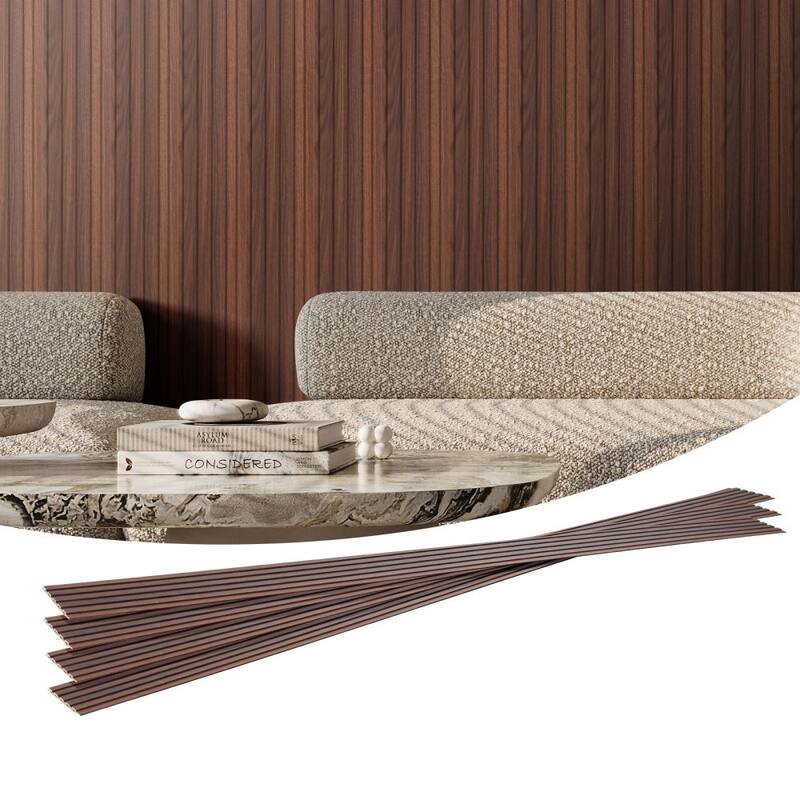 34.8 Sq Ft WPC Acoustic Wall Panels 8 Pieces Fire-Resistant Slat Design for Soundproof Room Decor - 96.5" x 6.5" x 0.35"