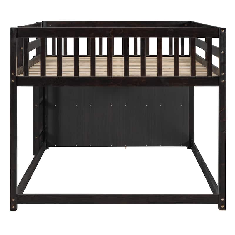 Full over Full Bunk Bed with 4 Drawers and 3 Shelves-Espresso