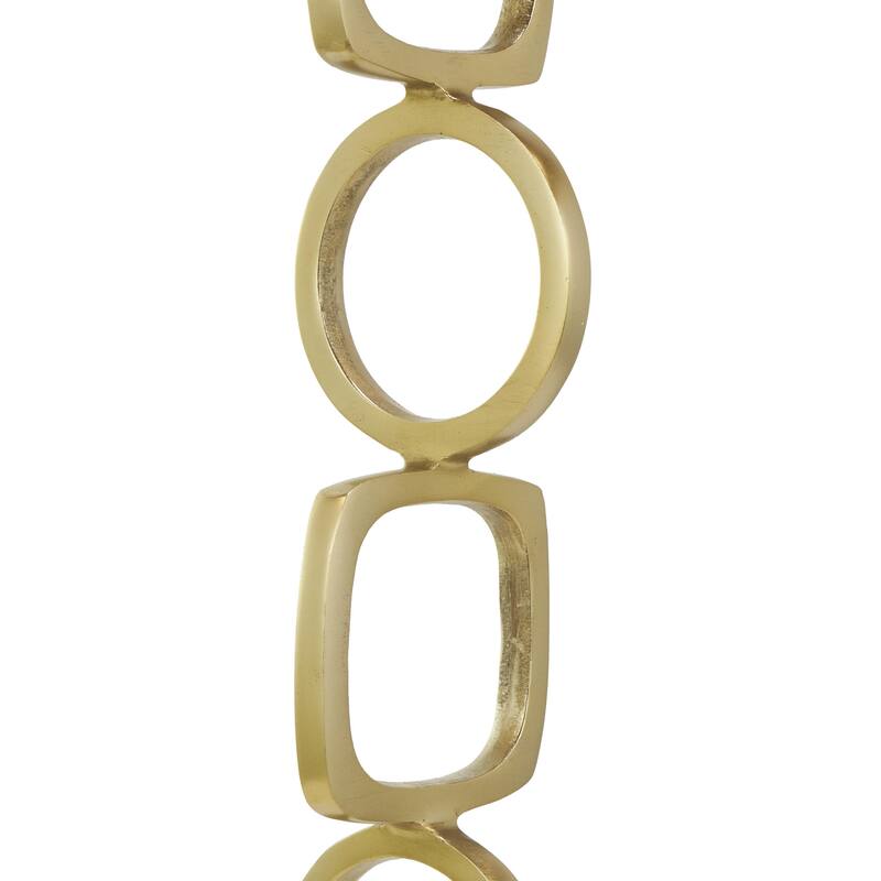Aluminum Metal Abstract Stacked Geometric Rings Sculpture with Marble Bases - Set of 2 Gold - Roche River Decor
